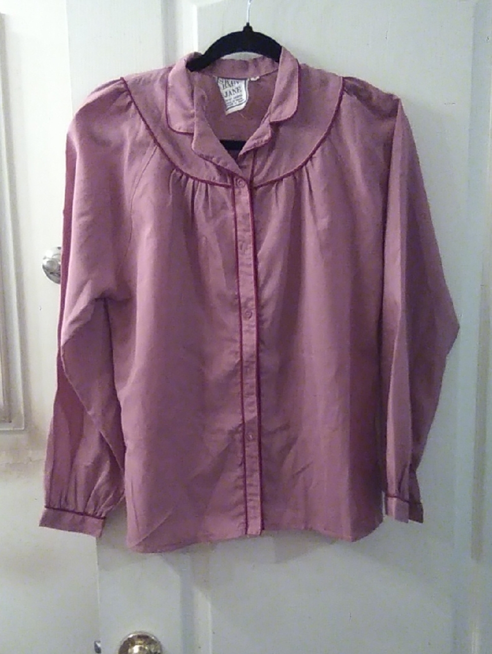 Vintage Mauve Button-Up Blouse